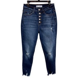 KanCan Geneva High Rise Ankle Skinny Jeans 25 Blue Fray Hem